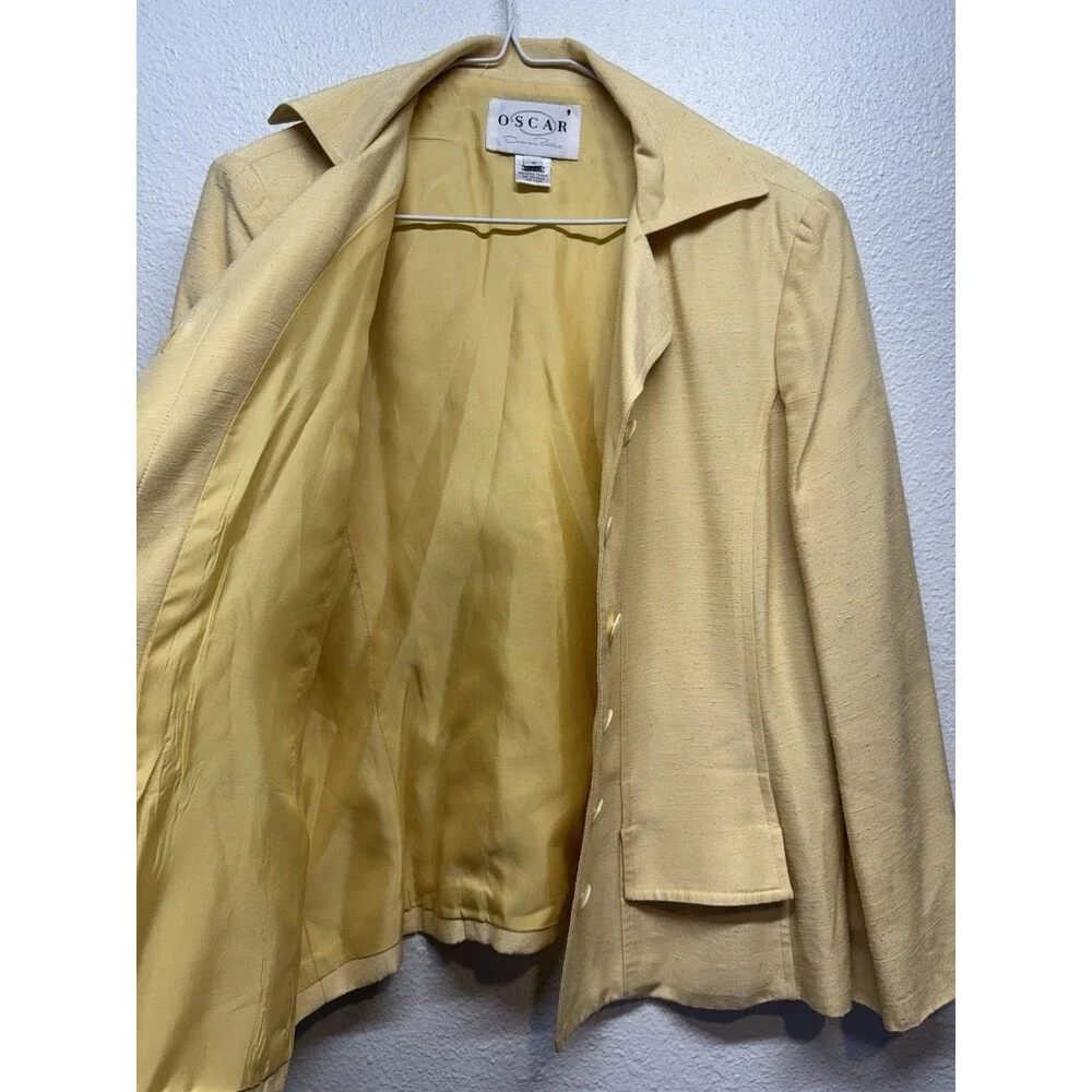 Vintage Oscar De La Renta Women's Size 8 Button Up Yellow Blazer Jacket Lined